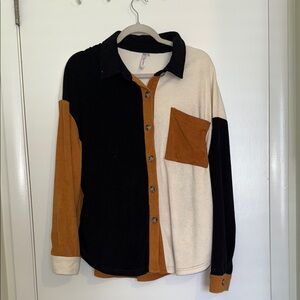 Terry cloth Colorblock Button-Up Shirt